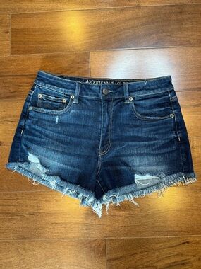 AMERICAN EAGLE HI-Rise Festival Dark Blue Denim Cutoff Shorts
